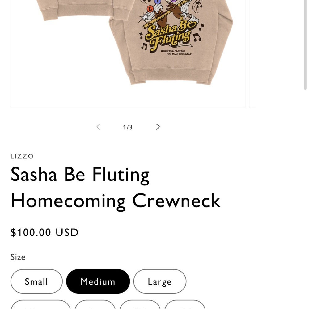 Lizzo Sasha Be Fluting Homecoming Crewneck Sweatshirt Small - Picture 4 of 4